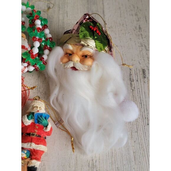 Unique Santa Claus moon face ball bead variety ornament set Xmas glitter - Picture 6 of 8